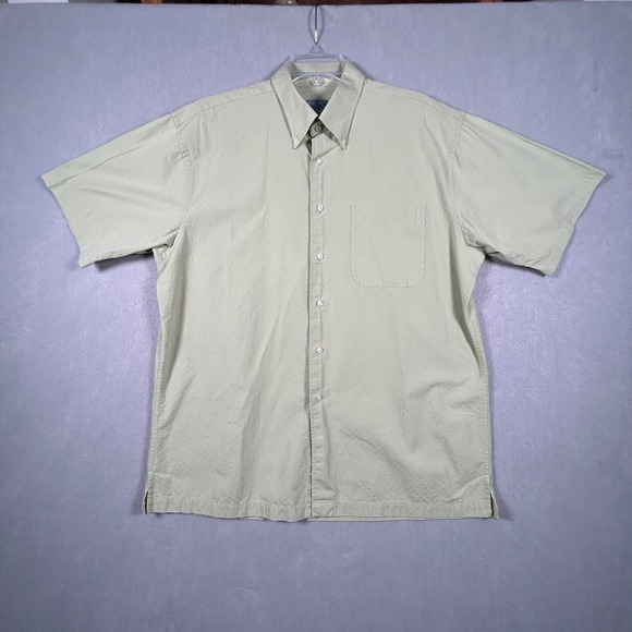 Jos. A. Bank Other - Jos. A. Bank Men L Stay Cool Seersucker Button Down Short Sleeve Sage Green Grid